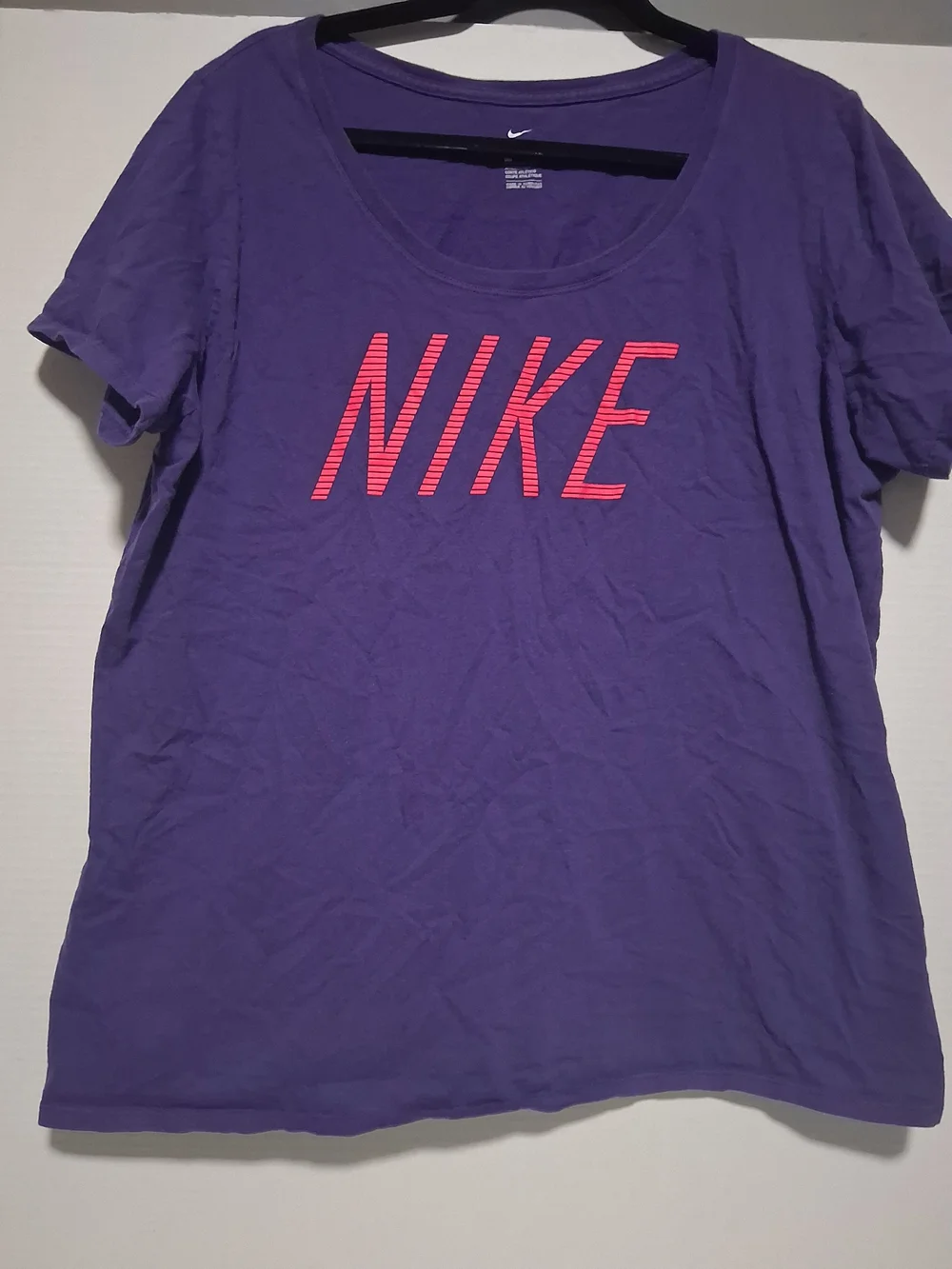 Nike Purple Short-Sleeve Tee with Pink Striped Logo Size XXL